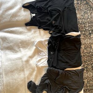 Maternity bundle black tank white tank black T nursing active top